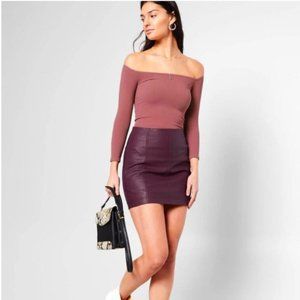 NWOT Free People Vegan Leather Mini Skirt